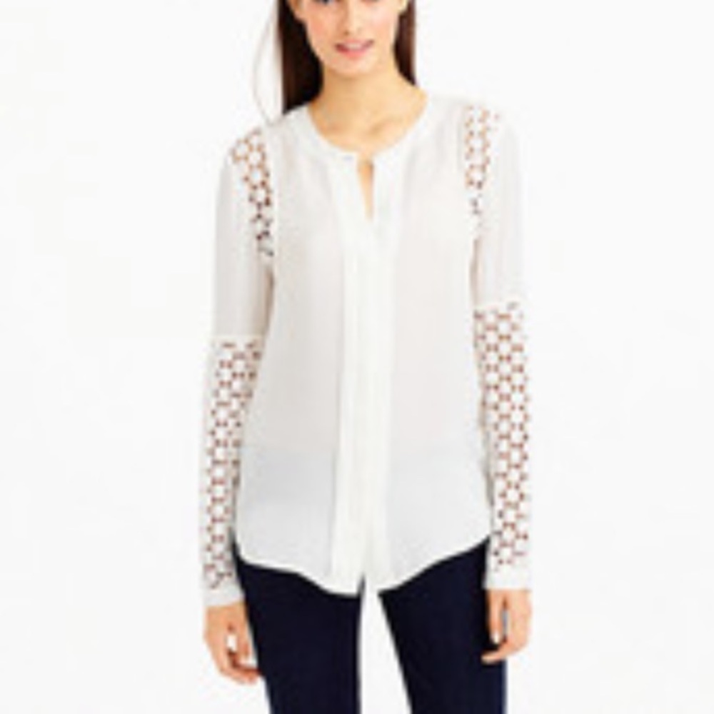 J Crew | Silk Georgette Lace Blouse